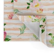 Floral Flamingo Stripes /  Peach / Free Falling