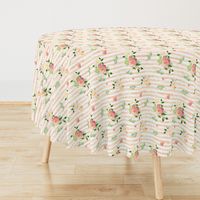 Floral Flamingo Stripes /  Peach / Free Falling