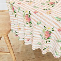 Floral Flamingo Stripes /  Peach / Free Falling