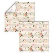 Floral Flamingo Stripes /  Peach / Free Falling