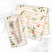 Floral Flamingo Stripes /  Peach / Free Falling