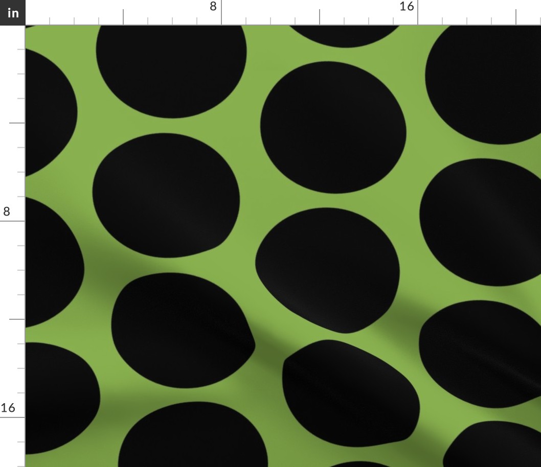 GIGANTIC Black Polka Dots on Greenery by Su_G