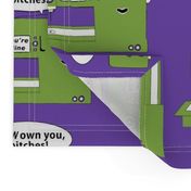 You Got Owned by your sewing machine, large scale, green purple violet orchid lilac lavender
