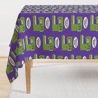 You Got Owned by your sewing machine, large scale, green purple violet orchid lilac lavender