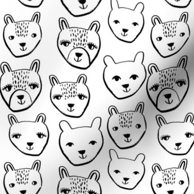 nursery animal baby fabric black and white cute bears 