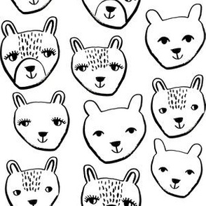 nursery animal baby fabric black and white cute bears 