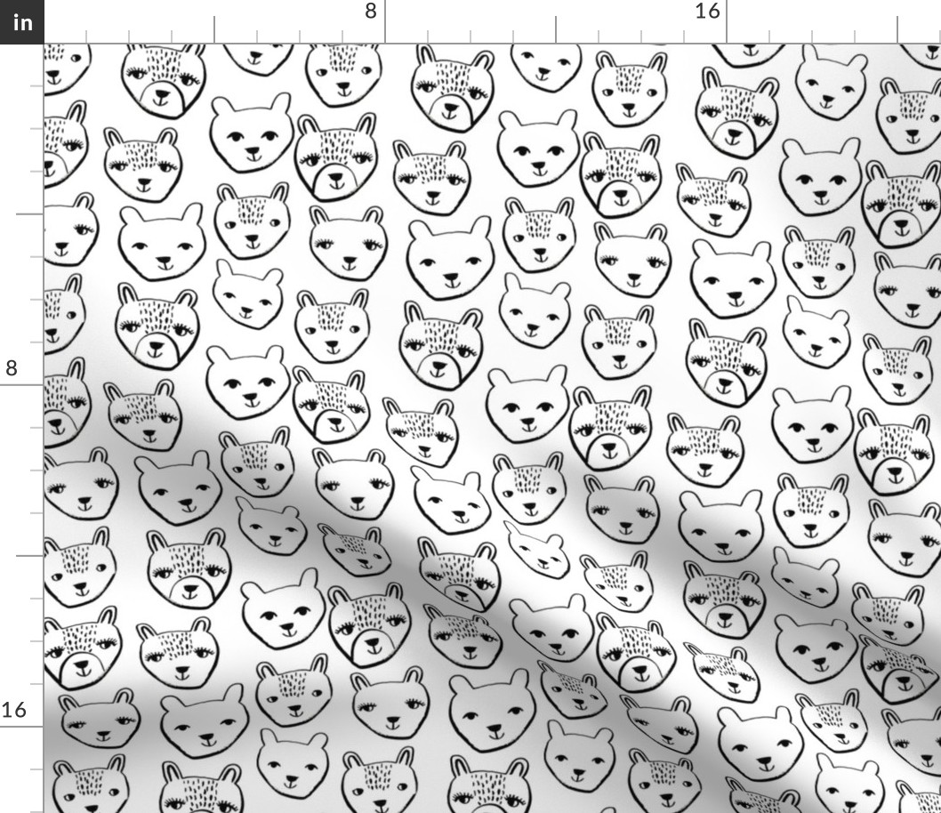 nursery animal baby fabric black and white cute bears 