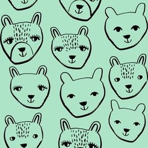 nursery animal baby fabric mint cute bears 