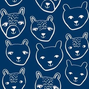 nursery animal baby fabric navy cute bears 