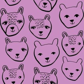 critters nursery animal baby fabric purple cute bears 