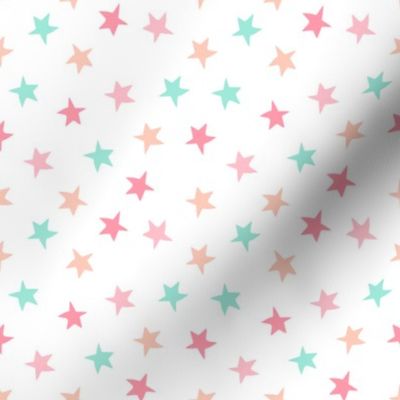 stars // mermaid collection peach mint pink coral star fabric girls nursery baby stars design