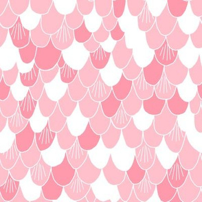 mermaid scales // pink and white scales fabric cute girls fish scale summer design nautical oceans fabric