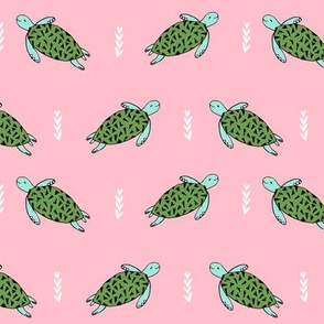 sea turtle // pink and green sea turtle ocean animals cute girls fabric andrea lauren design