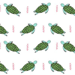 sea turtles // cute white and green sea turtles fabric ocean animals baby animals sea ocean nautical summer fabric