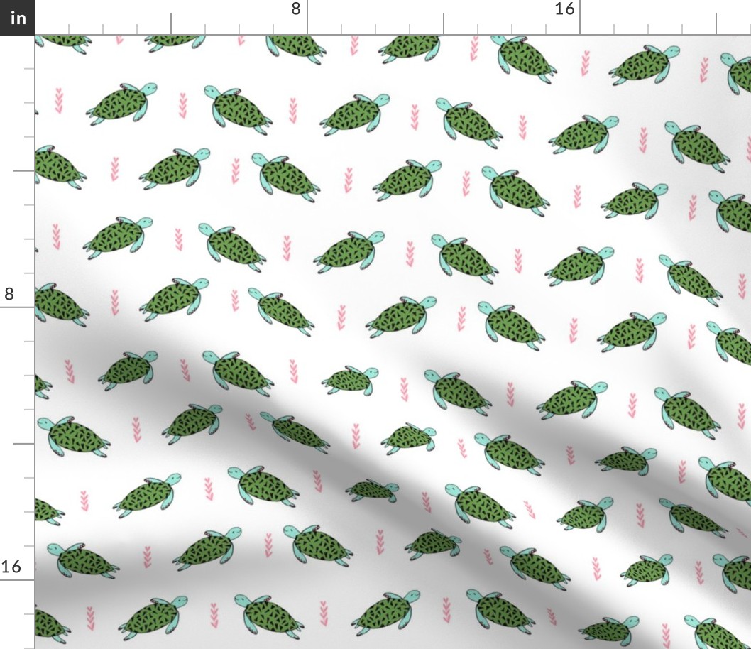 sea turtles // cute white and green sea turtles fabric ocean animals baby animals sea ocean nautical summer fabric