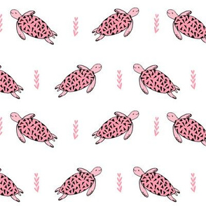 sea turtles // pink sea turtles fabric ocean animals summer pink nautical design