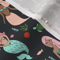 mermaids // mermaid fabric girls nautical summer mermaids fabric pink coral peach girls ocean design