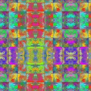 ABSTRACT INCA MULTICOLOR SQUARES GEOMETRIC