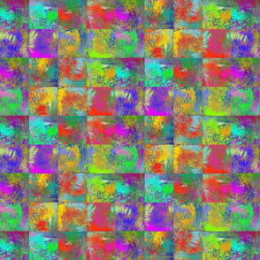 ABSTRACT INCAS PAINTED 2" SQUARES MIX RED PURPLE YELLOW BLUE