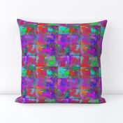 ABSTRACT INCA PAINTED 2" SQUARES MIX RED PURPLE PINK GREEN AQUA BLUE