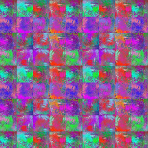 ABSTRACT INCA PAINTED 2" SQUARES MIX RED PURPLE PINK GREEN AQUA BLUE