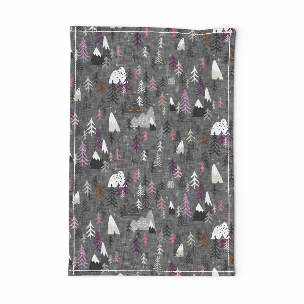 Forest Peaks (charcoal + plum)