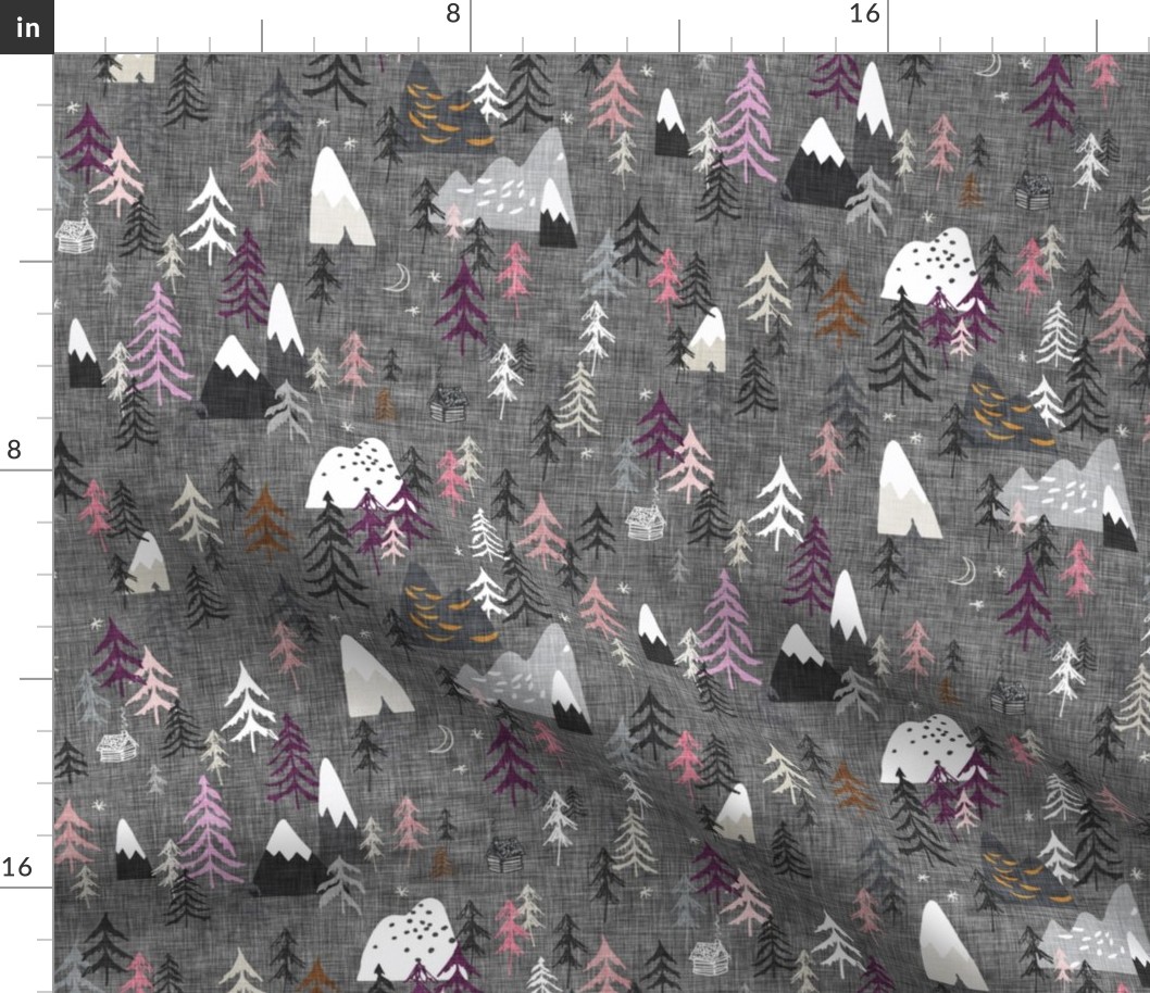 Forest Peaks (charcoal + plum)