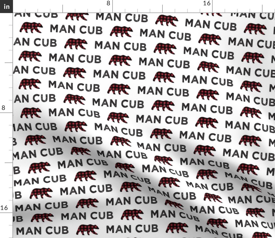 man cub || bear plaid on white