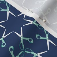Scissor stars - aqua on navy, small