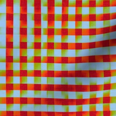 XL glitchy plaid - red, orange, olive, light blue