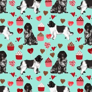 newf fabric, newfoundland dog aqua dog fabric valentines love valentines day fabric