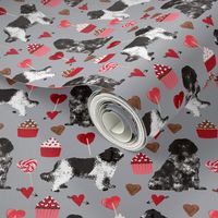 newf fabric, newfoundland dog grey dog fabric valentines love valentines day fabric