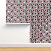 newf fabric, newfoundland dog grey dog fabric valentines love valentines day fabric