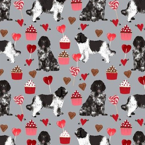 newf fabric, newfoundland dog grey dog fabric valentines love valentines day fabric