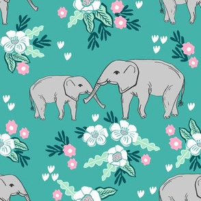 elephant florals baby and mama elephants cute nursery baby prints