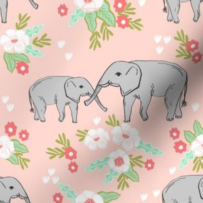 elephant florals baby and mama elephants cute nursery baby prints