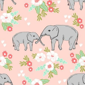 elephant florals baby and mama elephants cute nursery baby prints