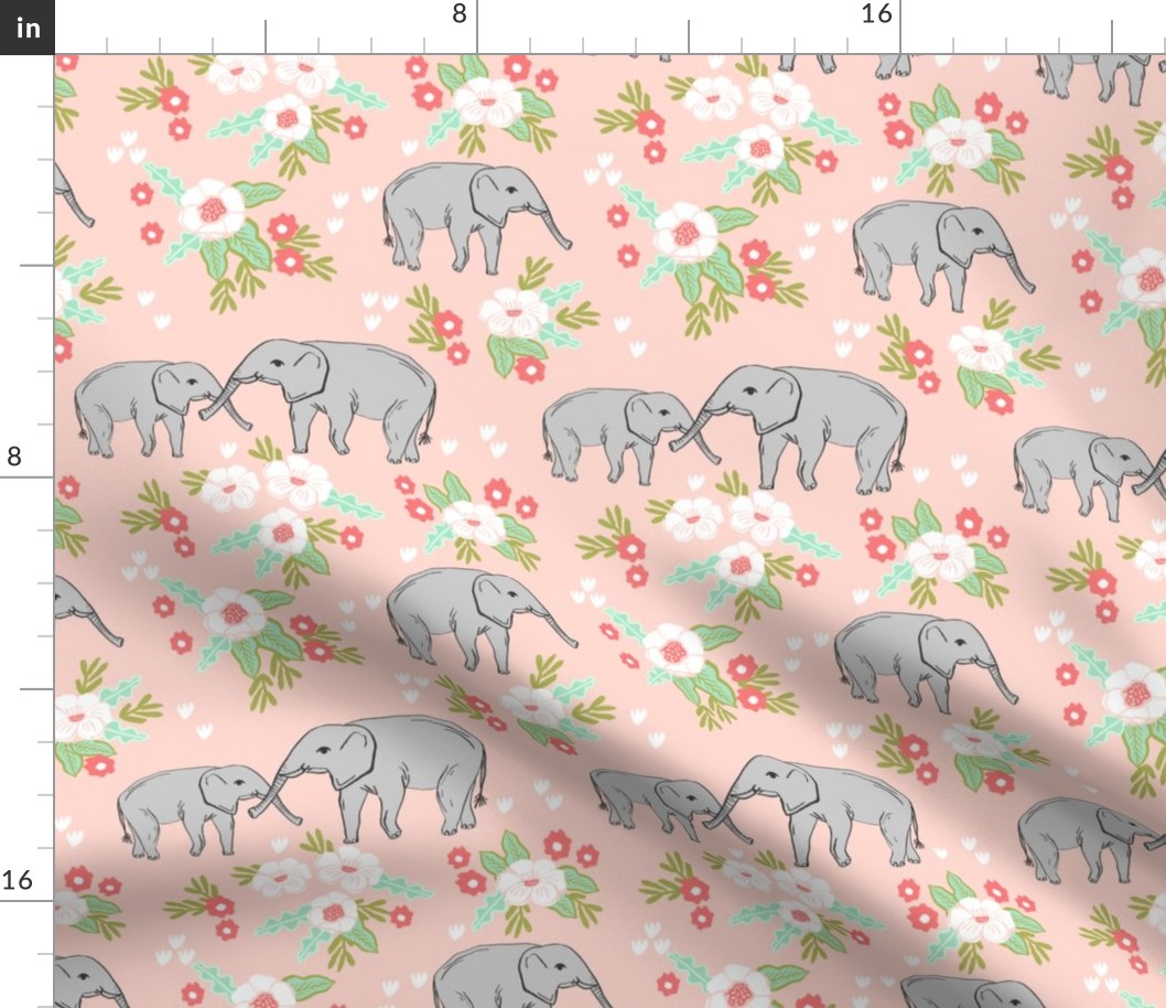 elephant florals baby and mama elephants cute nursery baby prints