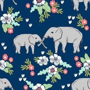 elephant florals baby and mama elephants cute nursery baby prints