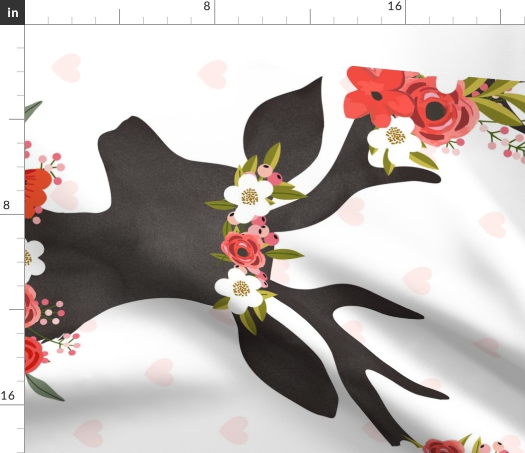 43" Floral Love Deer with Hearts / Pink, Red & White / For 42" Yard