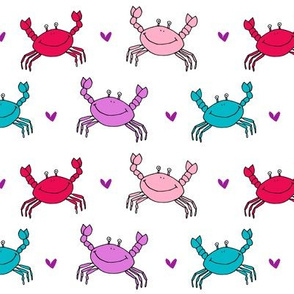 dancing crabs // turquoise pink bright colors nautical summer fabric 