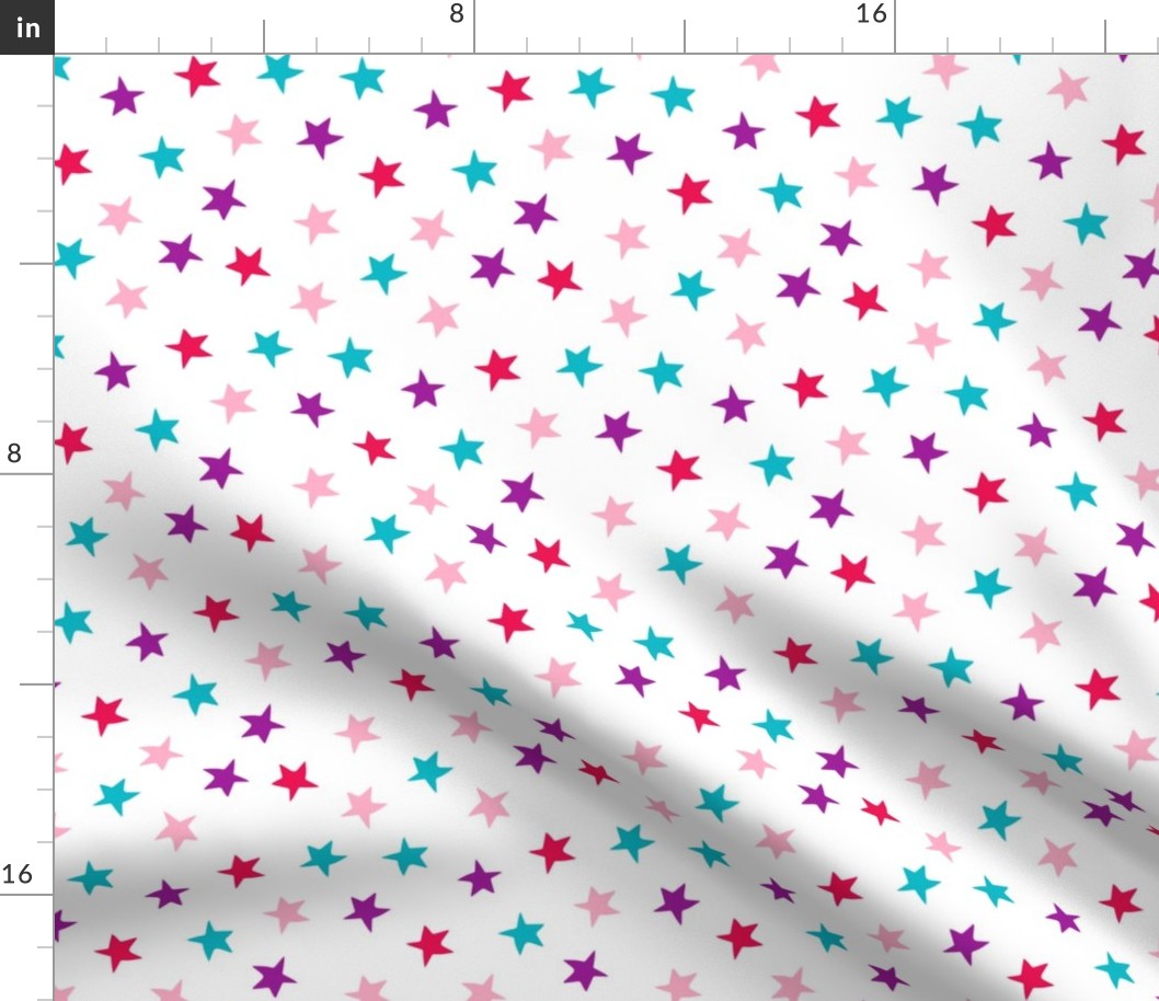 stars // pink purple turquoise stars fabric girls room decor cute star fabric
