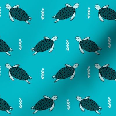 sea turtles // turquoise sea turtle fabric cute summer nautical girls fabric