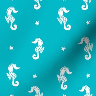 seahorse // turquoise seahorse fabric cute sea ocean summer nautical fabric