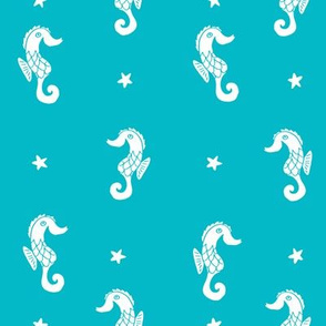 seahorse // turquoise seahorse fabric cute sea ocean summer nautical fabric