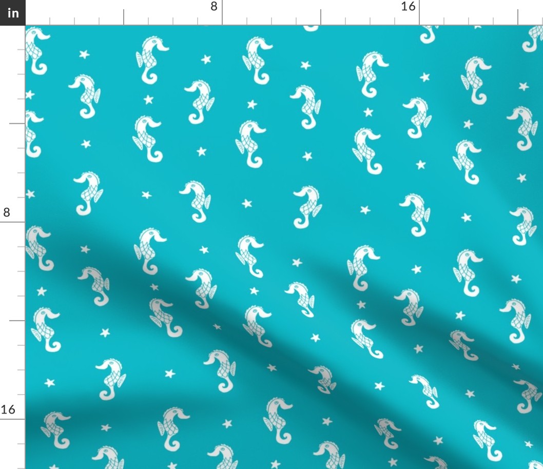 seahorse // turquoise seahorse fabric cute sea ocean summer nautical fabric