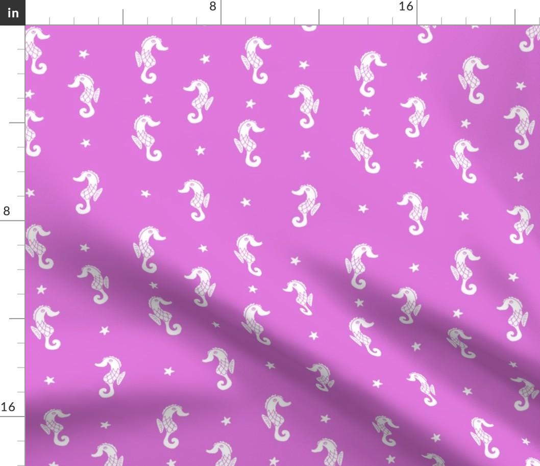 seahorses // purple seahorse fabric pastel purple girls sea ocean animals fabric