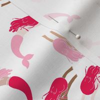 swimming mermaids // pink mermaid fabric girls swimming fish ocean sea fabric