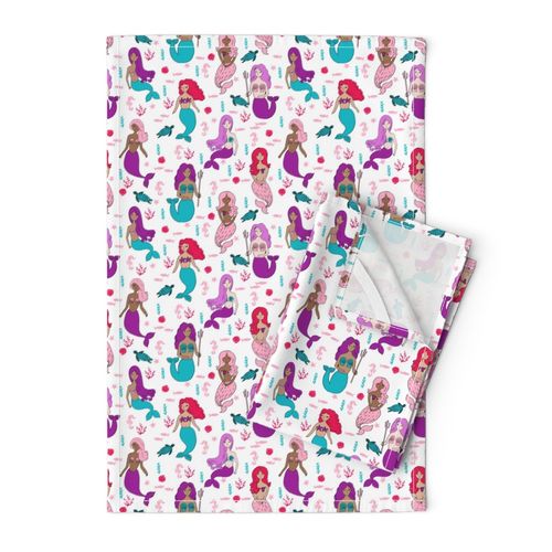 mermaids // turquoise purple and pink mermaidens cute under water ocean summer fabric