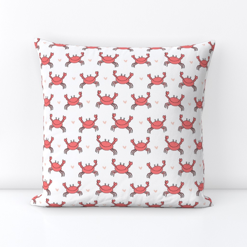 dancing crab // coral crab fabric cute summer nautical design best crustacean fabric